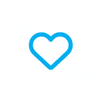 A blue heart in the middle of a white circle.