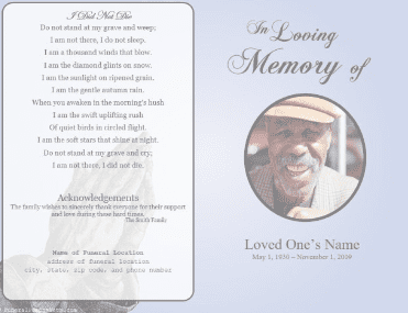 A memorial card with an image of a man.