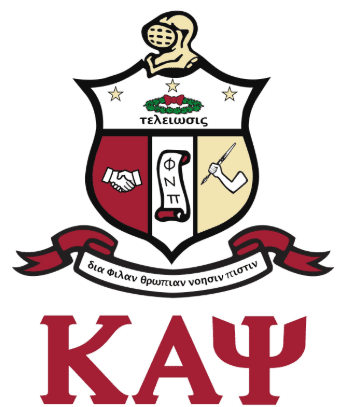 Shield with Greek letters and red banner.